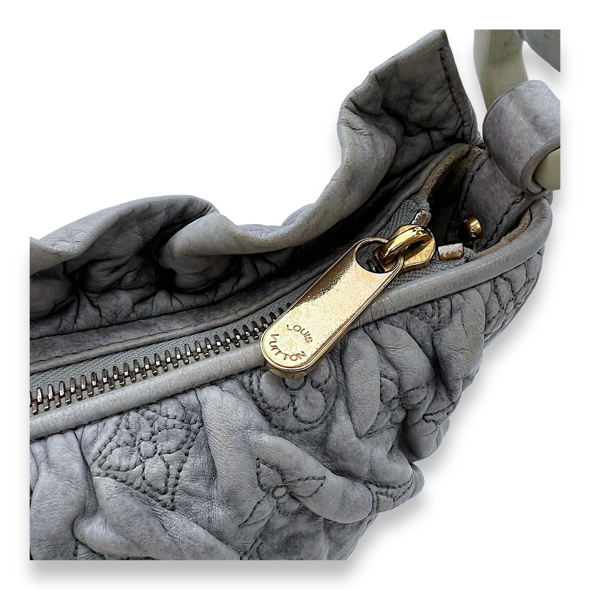 Olympe Nimbus PM Grey Shoulder Bag in Calfskin, Gold hardware