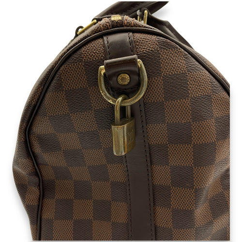 Speedy Bandouliere 30 Damier Ebene Top Handle Bag in Coated Canvas, Gold hardware