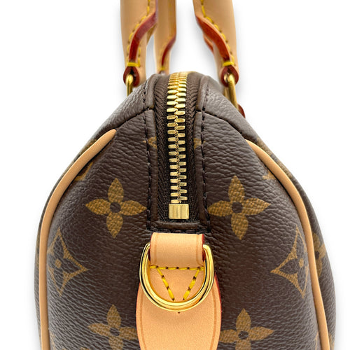 Speedy Bandouliere Top Handle Bag 20 Brown in Monogram Coated Canvas, Gold hardware