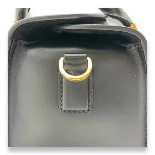 Boston Top Handle Bag  Black in Box Calfskin , Gold Hardware