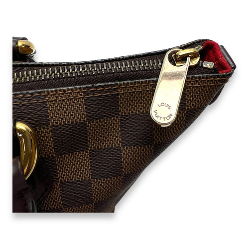 Saleya PM Damier Ebene Top Handle Bag in Coated Canvas, Gold hardware