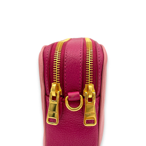 Madras Crossbody Bag Pink in Goat Leather, Gold hardware