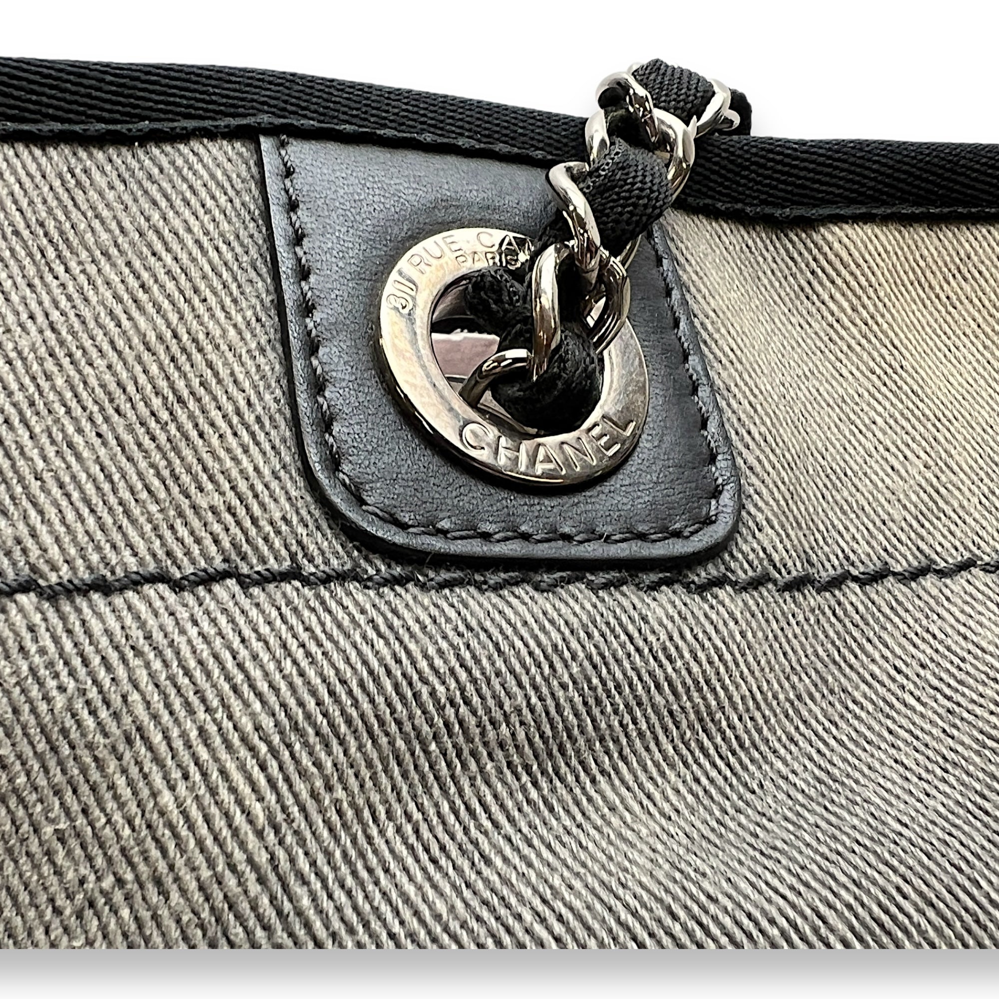 Deauville Medium Sequins Shoulder Bag in Denim, Silver hardware