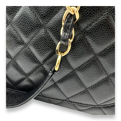 GST XL Black Shoulder Bag in Caviar Leather, Gold hardware