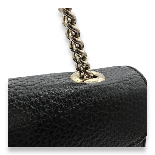 Emily Black Shoulder Bag in Calfskin, Gold hardware