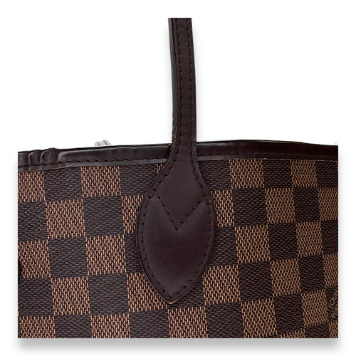 Neverfull MM Brown Tote Bag in Coated Canvas, Gold hardware