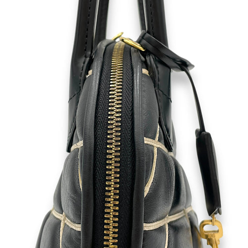 Alma BB Black Top Handle Bag in Calfskin, Gold hardware