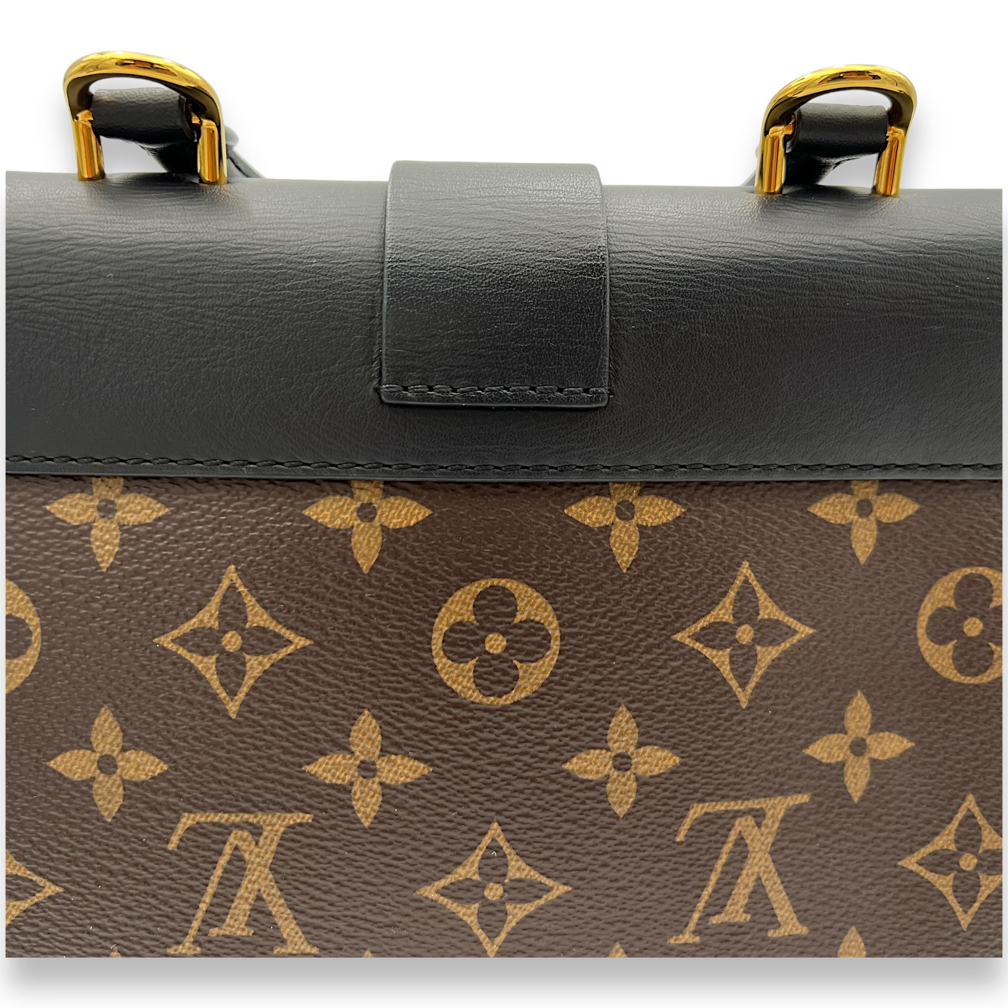 Locky BB Brown Top Handle Bag in Monogram Coated Canvas, Gold hardware