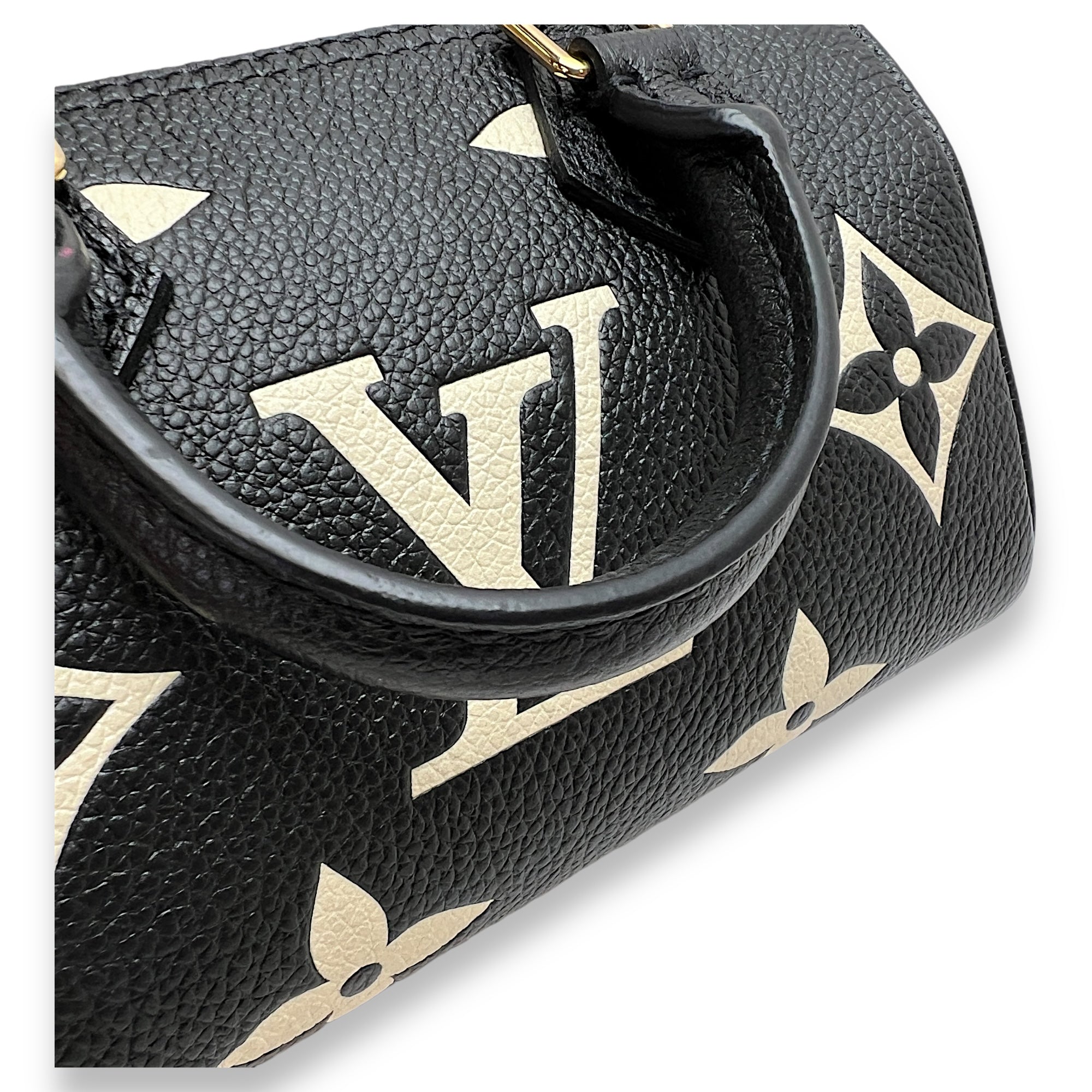 Speedy Nano Black Top Handle Bag in Empreinte Leather, Gold hardware