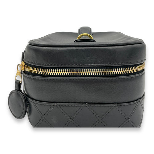 Quilted Vintage Black Vanity Bag in Lambskin, Gold hardware