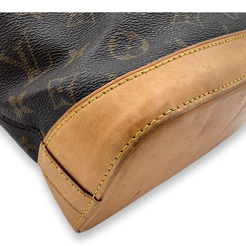 Lockit PM Brown Top Handle Bag in Monogram Coated Canvas, Gold hardware