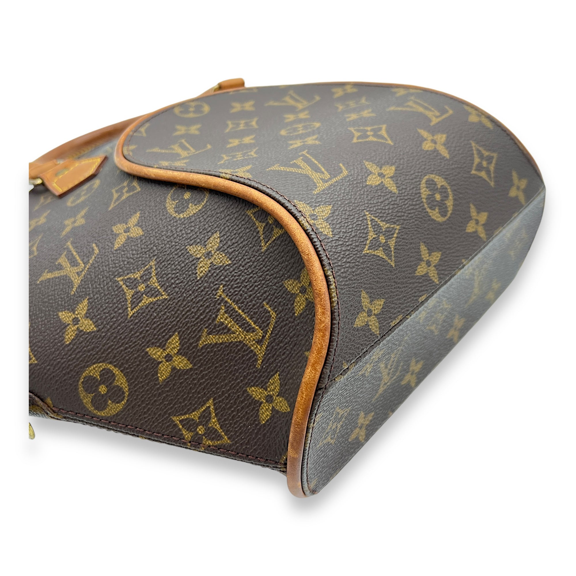 Ellipse Top Handle Bag Brown in Monogram Coated Canvas, Gold hardware