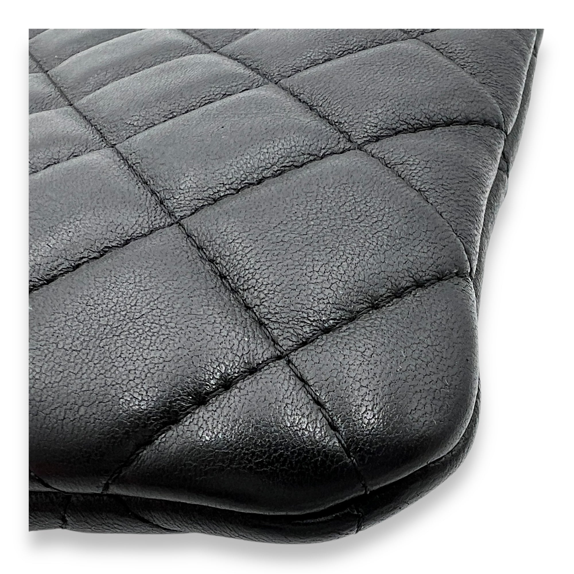 Quilted Pouch Black in Lambskin, Silver hardware