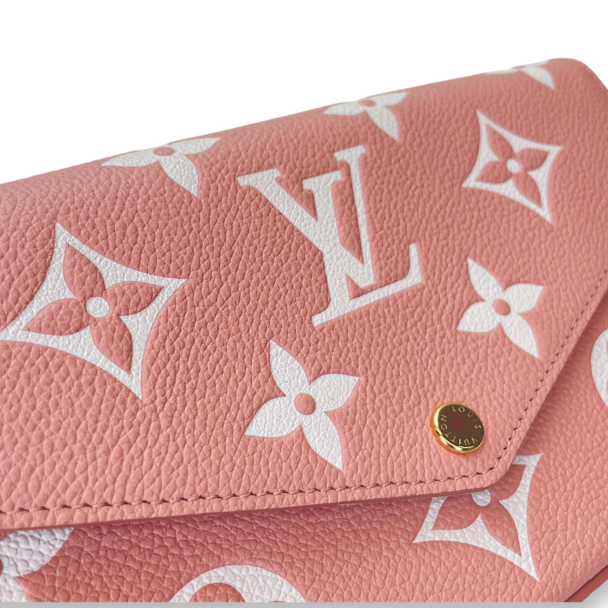 Felicie Wallet On Chain Pink in Monogram Empreinte Leather, Gold hardware