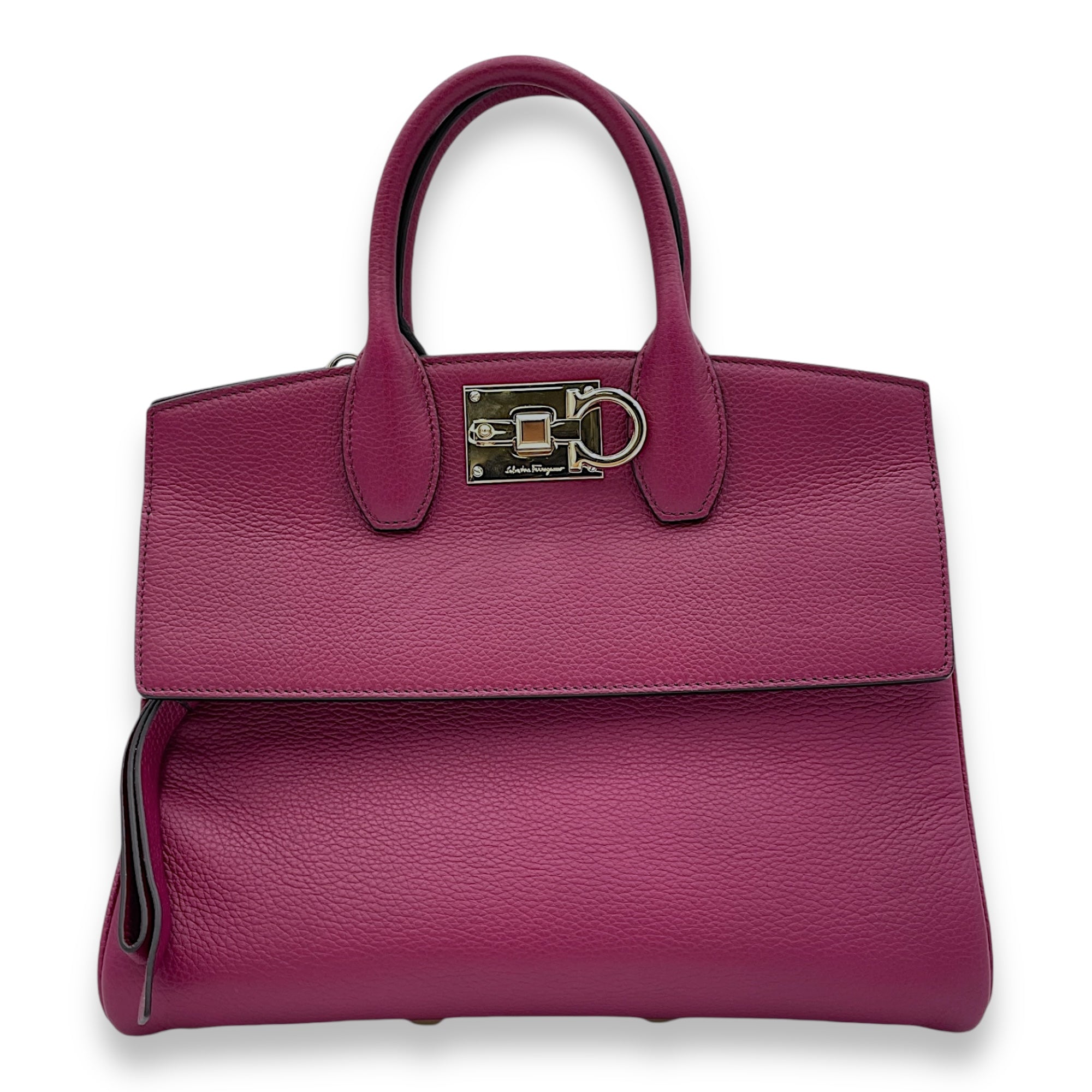 Studio Top Handle Bag Purple in Calfskin, Gold hardware