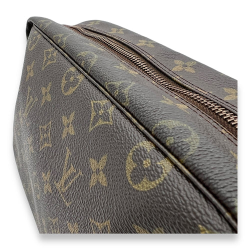 Toilette Pouch 28 Brown in Monogram Coated Canvas, Gold hardware