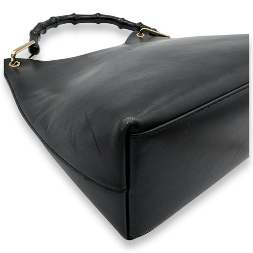 Bamboo Top Handle Bag Black in Calfskin, Gold hardware