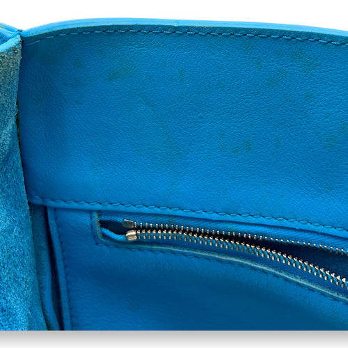 Papier Tote Bag Blue in Calfskin, Silver hardware