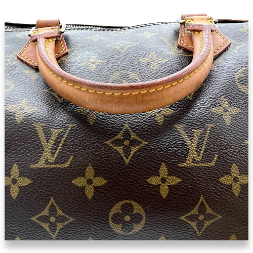 Speedy Top Handle Bag 30 Brown in Monogram Coated Canvas, Gold hardware