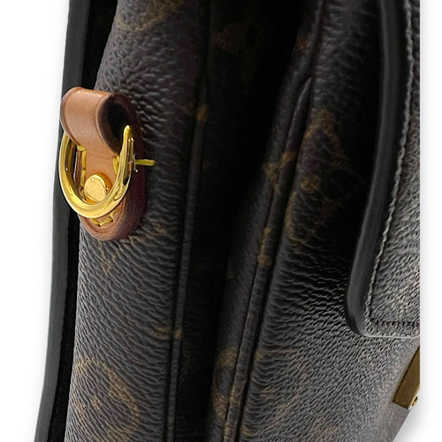 Metis Pochette Top Handle Bag Brown in Monogram Coated Canvas, Gold hardware