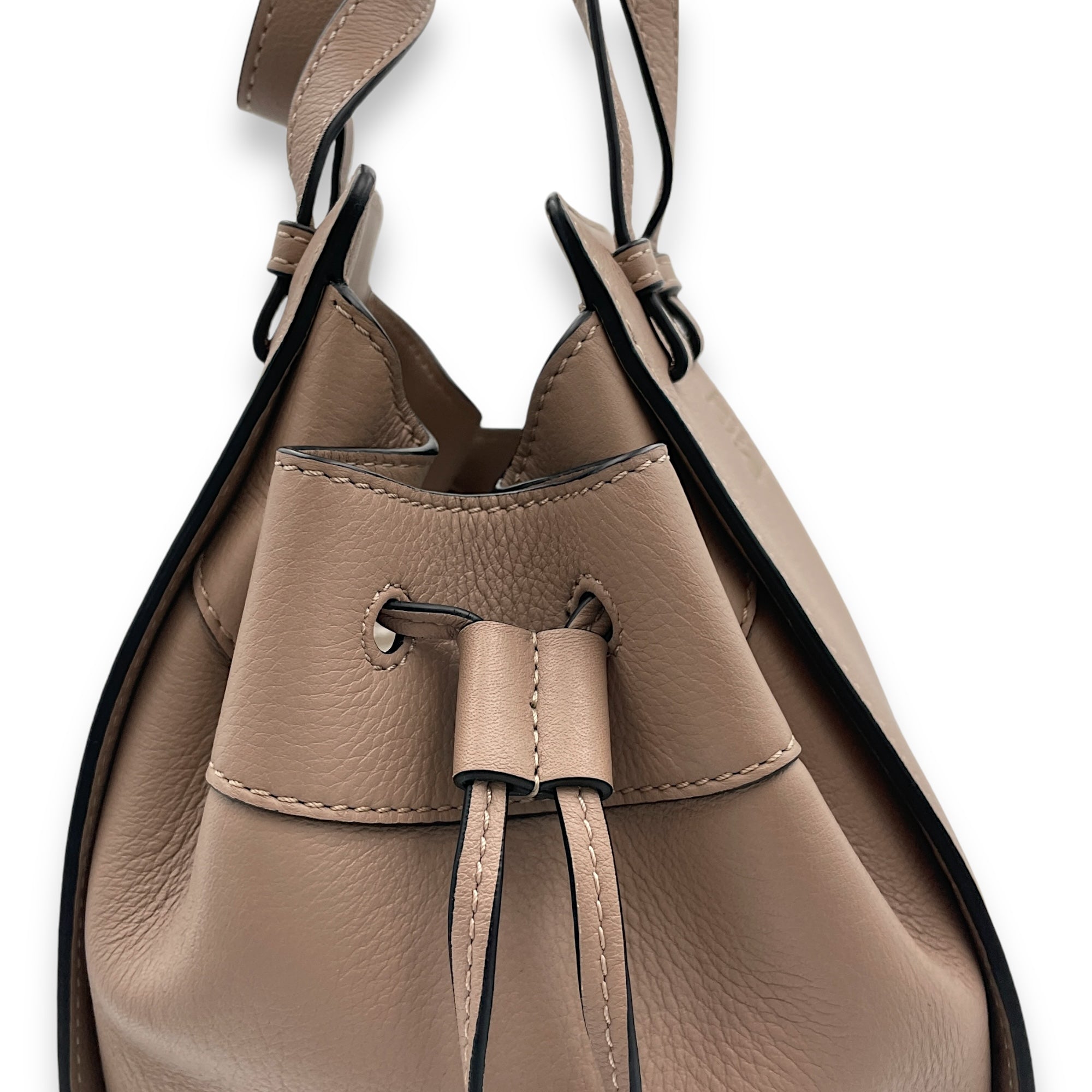 Hammock Mini Brown Top Handle Bag in Calfskin, Gold hardware