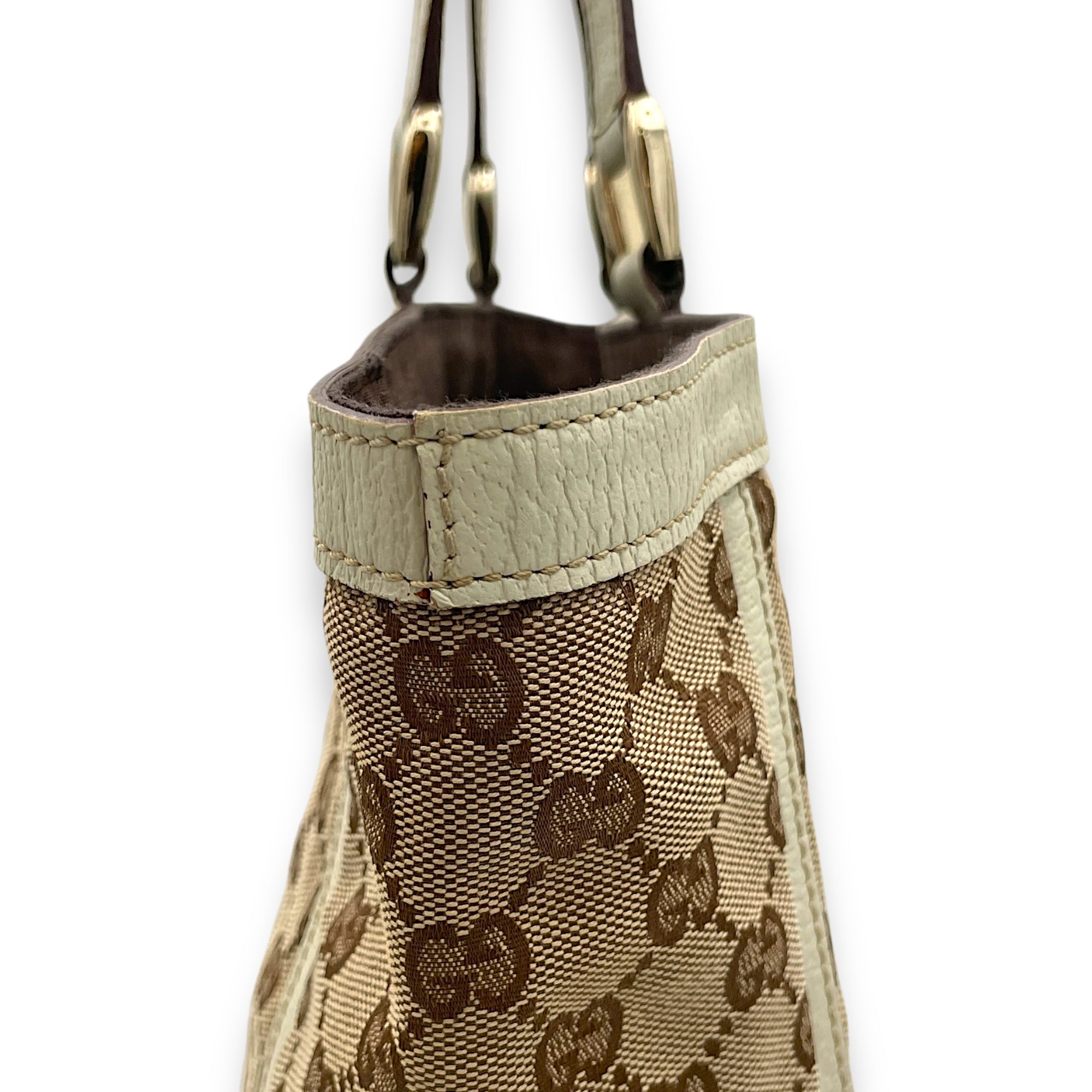 GG Abbey Brown Top Handle Bag in Canvas, Gold hardware