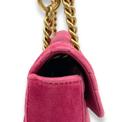 GG Marmont Mini Pink Shoulder Bag in Velvet, Gold hardware