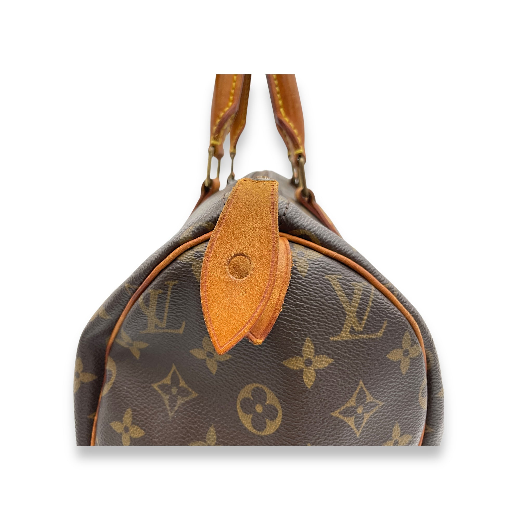 Speedy Top Handle Bag 30 Brown in Monogram Coated Canvas, Gold hardware