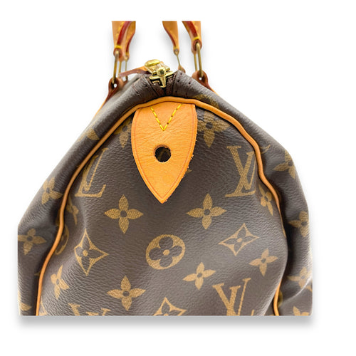 Speedy Top Handle Bag 30 Brown in Monogram Coated Canvas, Gold hardware