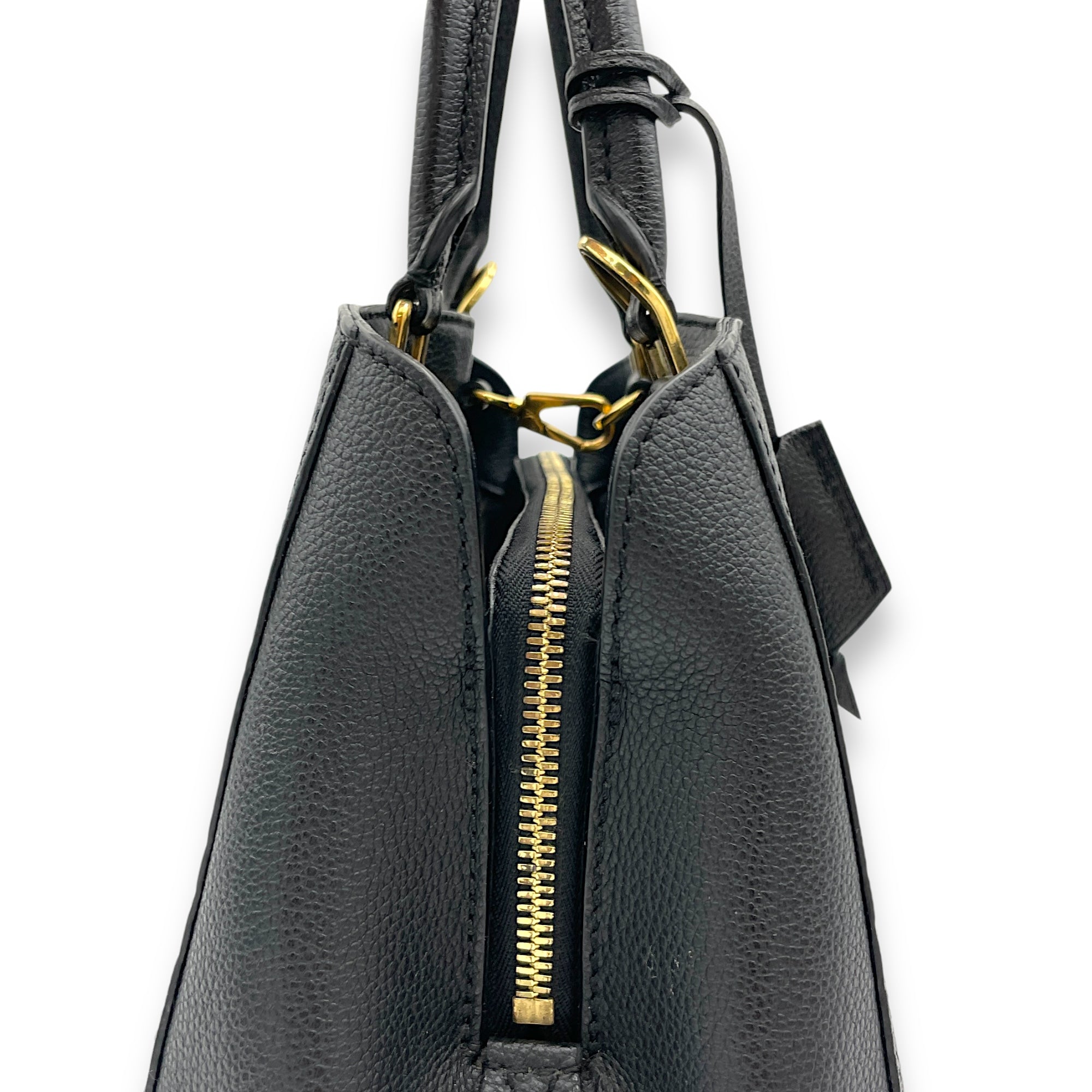 Montaigne Top Handle Bag Black in Empreinte Leather, Gold hardware