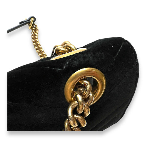 GG Marmont Mini Shoulder bag in Velvet, Gold Hardware