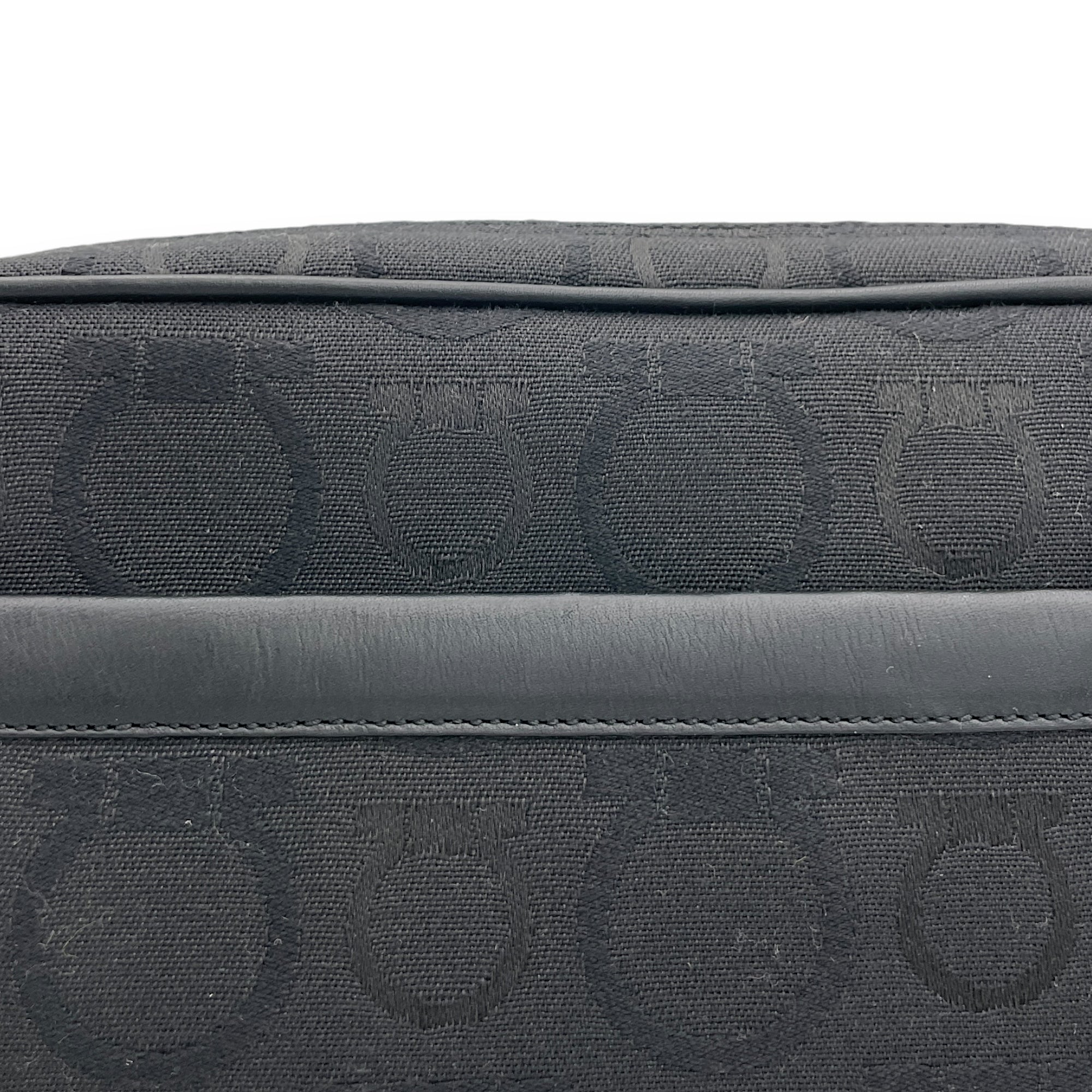 Gancini Shoulder Bag Black in Jacquard, Silver hardware