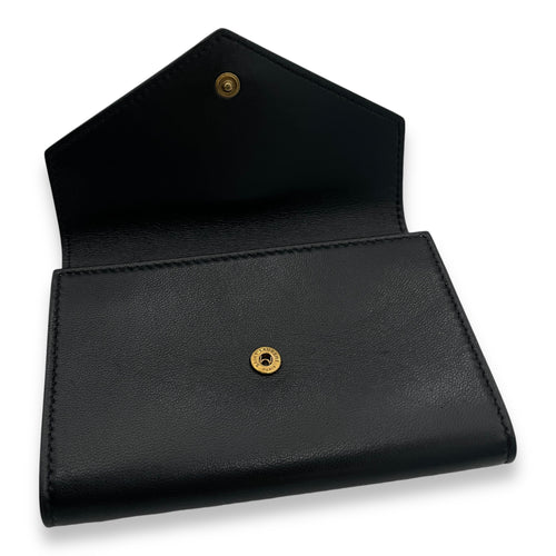 Cassandre Envelope Small Black Wallet in Lambskin, Gold hardware