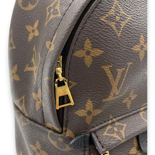 Palm Springs Mini Brown Top Handle Bag in Monogram Coated Canvas, Gold hardware