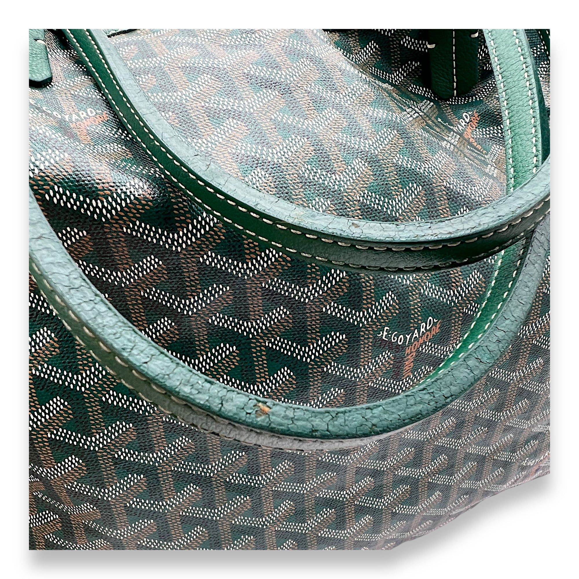 Saint Louis Tote Bag GM Green in Coated Canvas, Silver hardware