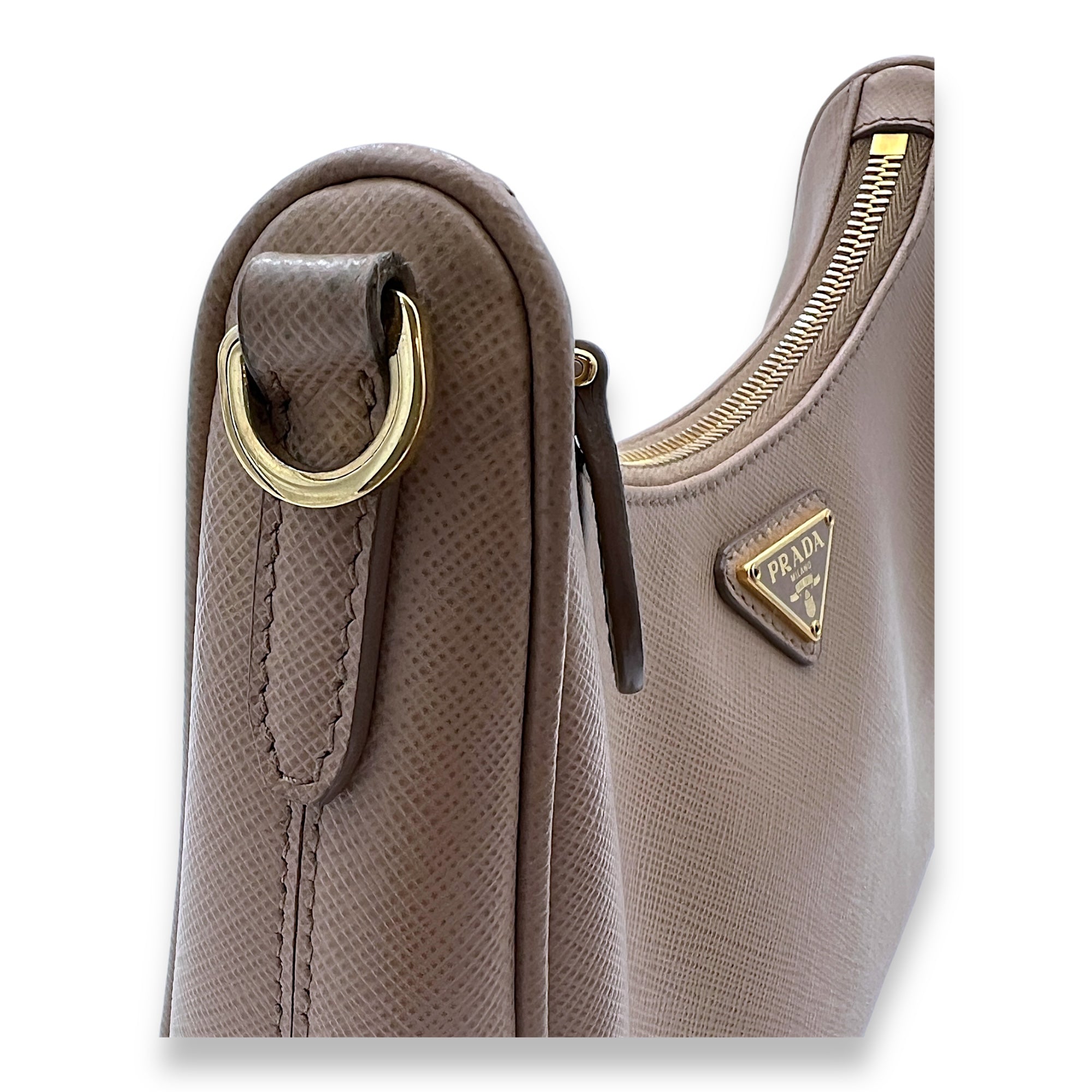 Re-Edition 2005 Crossbody bag in Saffiano leather, Gold Hardware