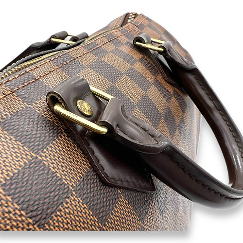 Speedy Bandouliere 30 Damier Ebene Top Handle Bag in Coated Canvas, Gold hardware