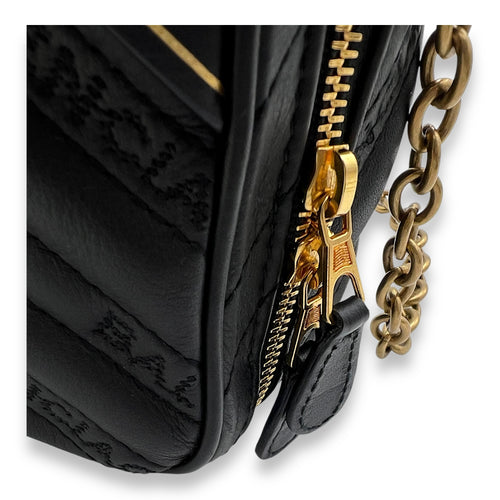 Blanket Reporter Shoulder Bag Black in Calfskin, Gold hardware