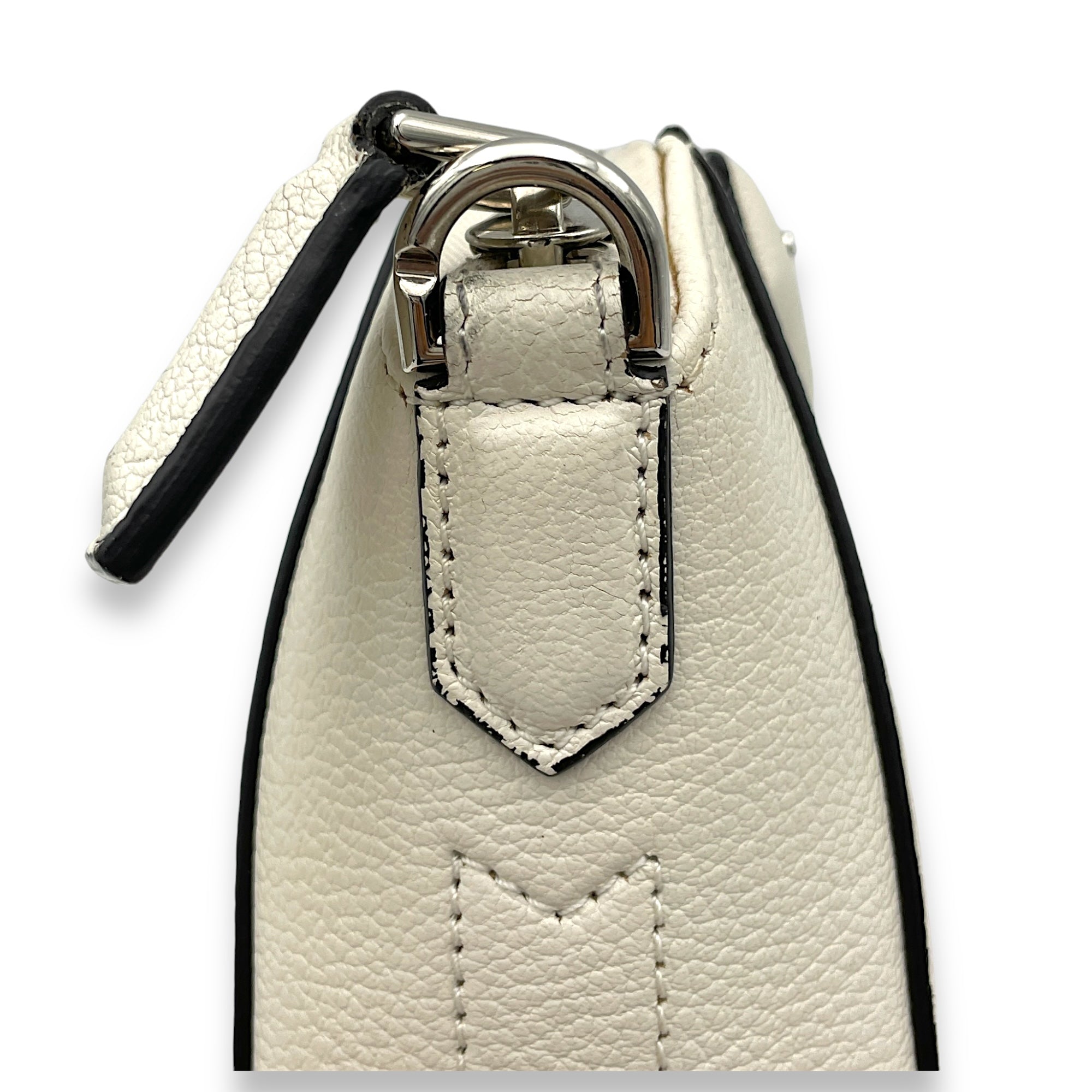 Antigona Nano White Crossbody Bag in Goat Leather, Silver hardware