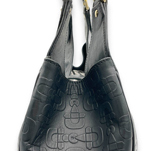 Horsebit Jackie Black Shoulder Bag in Calfskin, Gold hardware