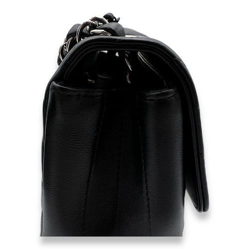 Chevron Crossbody Bag Mini Black in Lambskin, Silver hardware