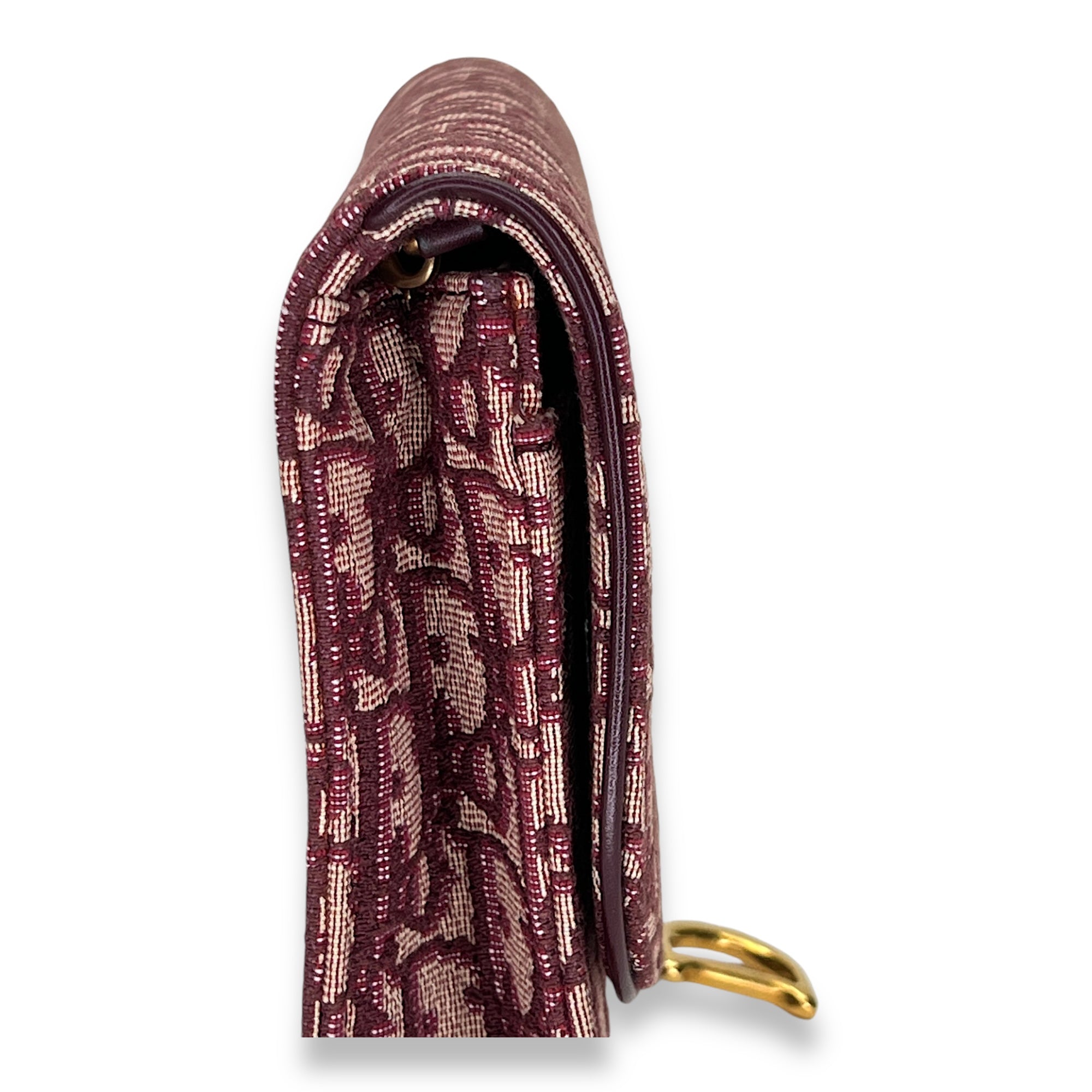 OBLIQUE SADDLE Red Wallet On Chain in Jacquard, Gold hardware