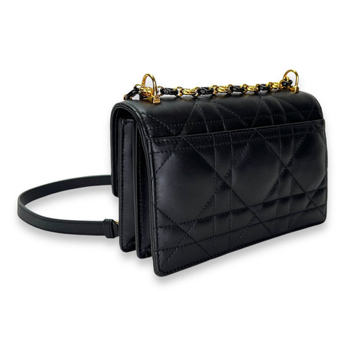 Miss Caro Black Crossbody Bag in Calfskin, Gold hardware