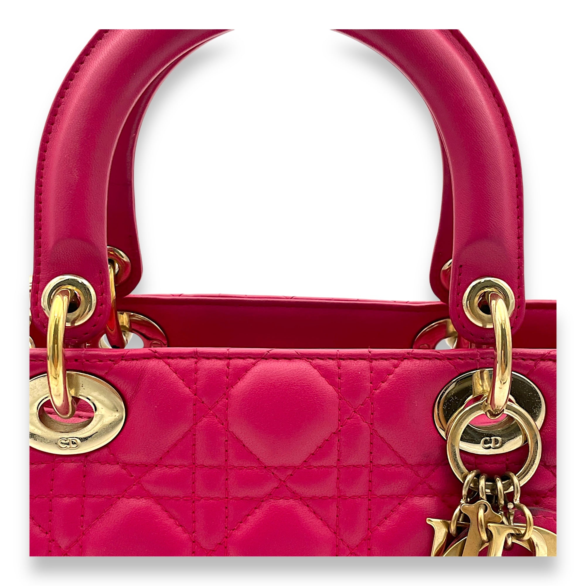 Lady Dior Medium Top handle bag in Lambskin, Gold Hardware