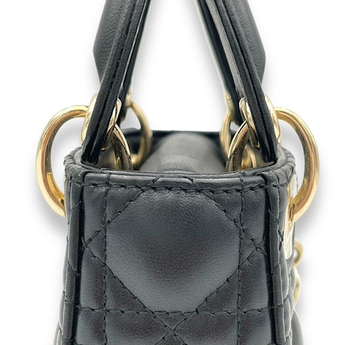 Lady Dior Micro Top handle bag in Lambskin, Gold Hardware