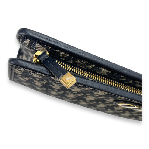 30 Montaigne  Navy Pouch in Jacquard, Gold hardware