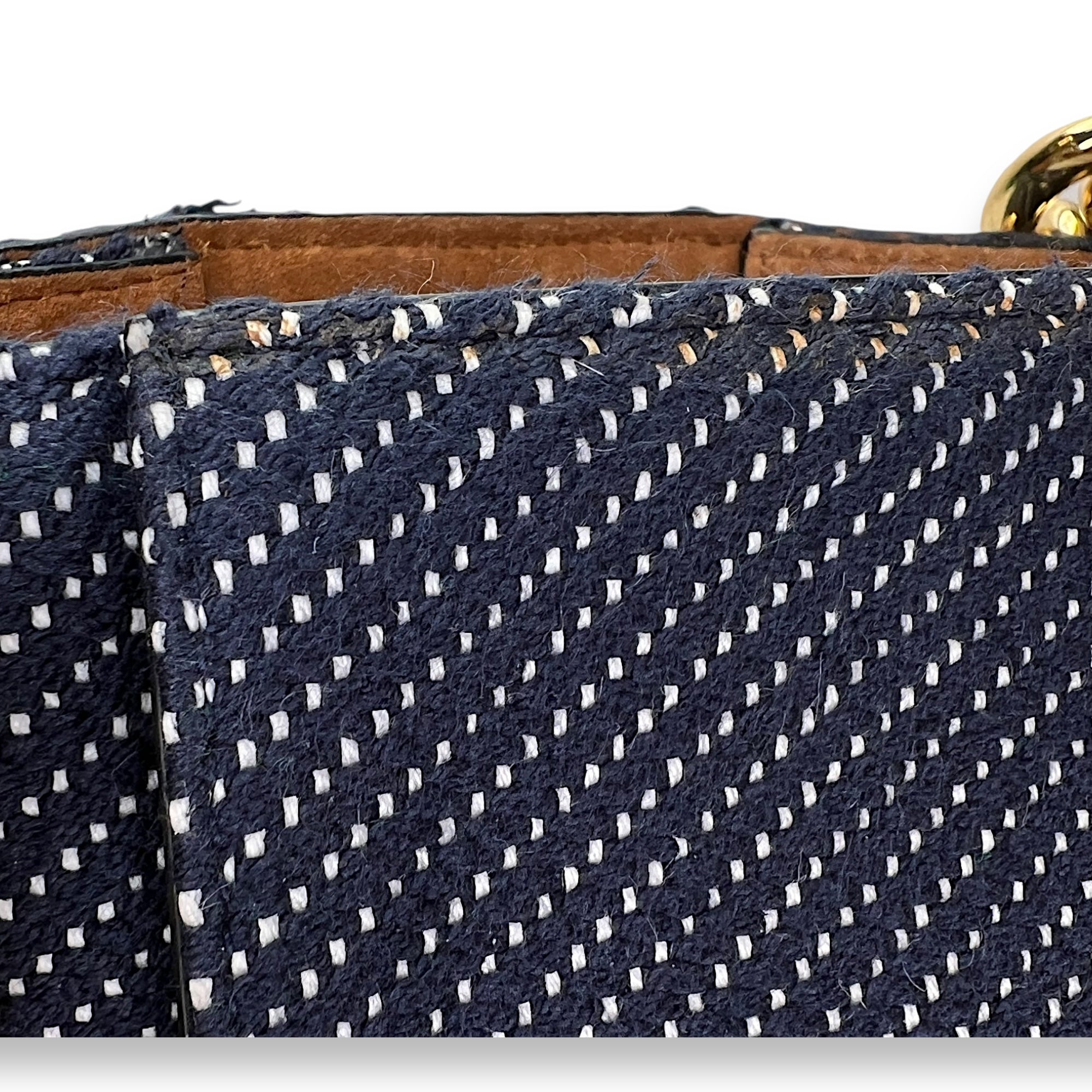 Arco Chain Blue Shoulder Bag in Denim, Gold hardware