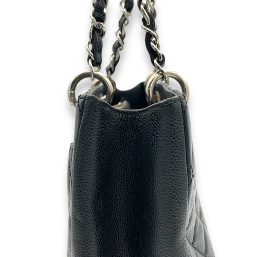 GST Grand Shopping Tote Tote Bag Black in Caviar Leather, Silver hardware