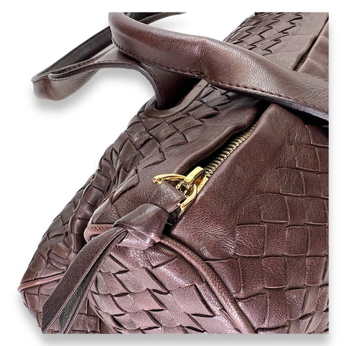 Boston Shoulder bag in Intrecciato leather, Gold Hardware