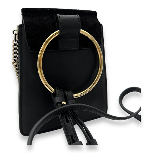 Faye Small Black Crossbody Bag in Calfskin, Gold hardware